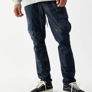 PacSun Utility Tie-Dyed Navy Nylon Slim Cargo Pants Used